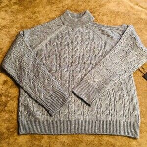 Rachel Zoe Women's Cut Out Mock Neck Size Large Cable Knit Sweater Minimalist